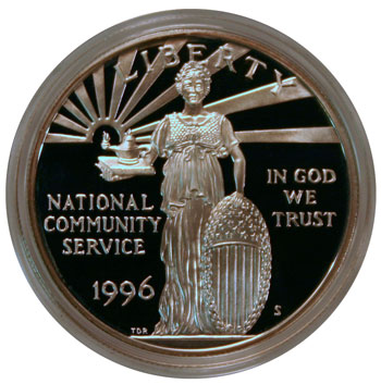 National Community Service 1996 Commemorative Silver Dollar obverse