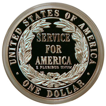 National Community Service 1996 Commemorative Silver Dollar reverse
