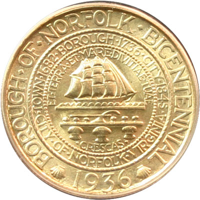 Norfolk VA Bicentennial half dollar commemorative coin obverse Norfolk VA Bicentennial half dollar commemorative coin obverse