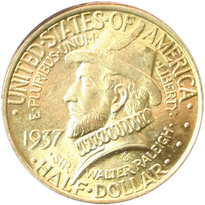 Roanoke Island NC 350th Anniversary half dollar commemorative coin obverse