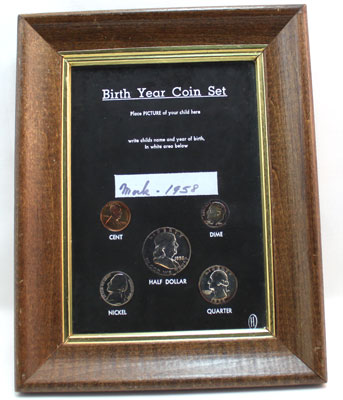 1958 Birth Year Set; proof coins: Half, quarter, dime, nickel, cent