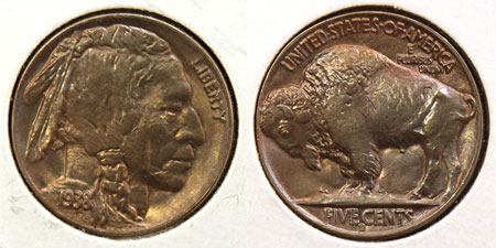 Buffalo Five Cent Coin 1938-D Denver