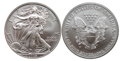 2008W Burnished American Silver Eagle Reverse of 2007