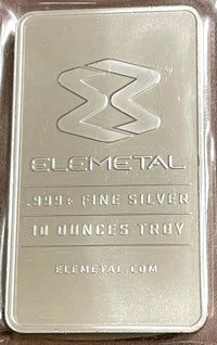 elemetal 10 ounce silver bar obverse