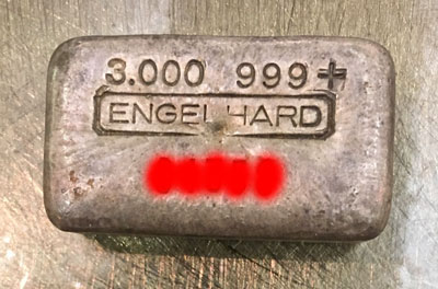 Engelhard 3-ounce silver bar