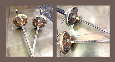 pair of fencing foils decorative guards and blades pair of fencing foils decorative guards and blades