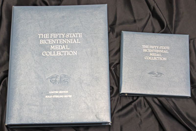 two books of fifty states bicentennial sterling silver medals set