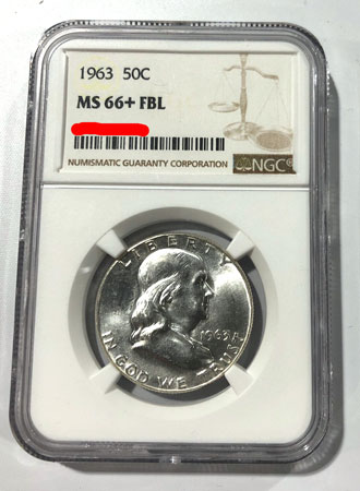 Franklin Half Dollar Coin 1963 MS 66+ Full Bell Lines NGC