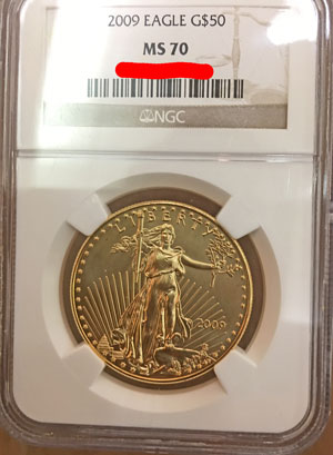 2009 Gold American Eagle $50 NGC MS-70