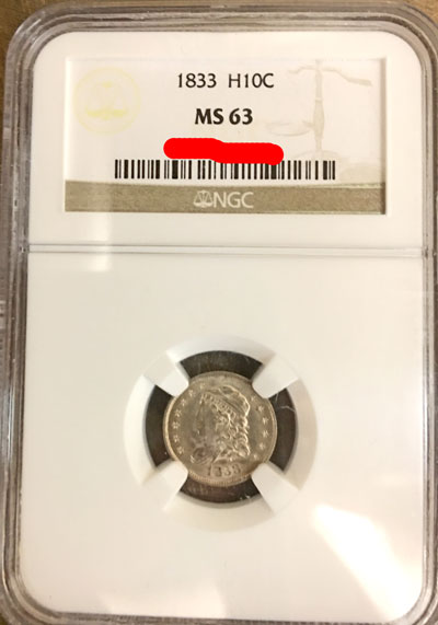 1833 Half Dime Coin NGC MS-63