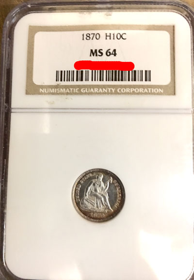 1870 Half Dime Coin NGC MS-64