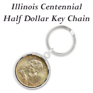 Illinois Centennial Half Dollar Keychain on the Greater Atlanta Coin Show's Numismatic Shoppe