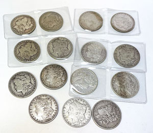 Morgan silver dollar coins