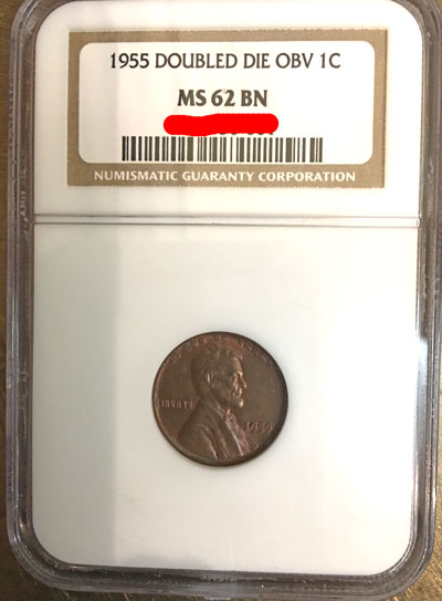 1955 Doubled-Die Obverse Lincoln Cent NGC MS-62 BN
