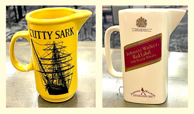 Pub Jug Water Pitchers Cutty Sark and Johnnie Walker Red