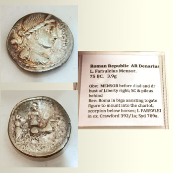 75 BC Silver Denarius Coin