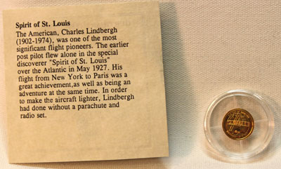 Spirit of St Louis gold medal reverse Spirit of St Louis gold medal reverse