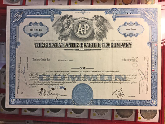 The Great Atlantic & Pacific Tea Company Stock Certificate