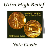 Ultra High Relief Gold Coin Note Cards on Greater Atlanta Coin Show's Numismatic Shoppe